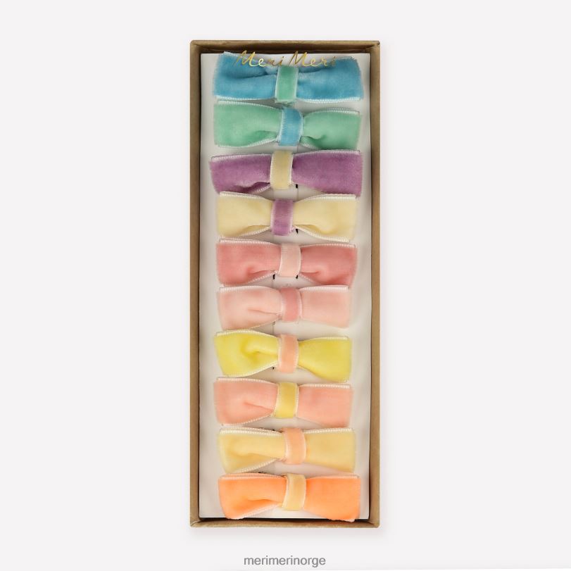 MERI MERI pastell fløyel mini sløyfeklips (x 10) 04TF41026 barn leker og kler seg ut