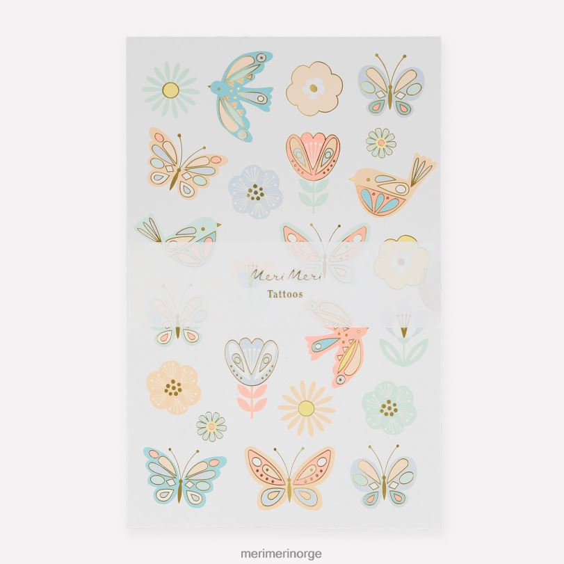 MERI MERI tatoveringsark for fugler og sommerfugler (x 2 ark) 04TF41038 barn leker og kler seg ut