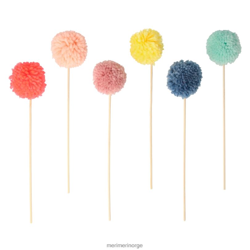 MERI MERI multi pompong kake toppers (x 6) 04TF41011 festutstyr
