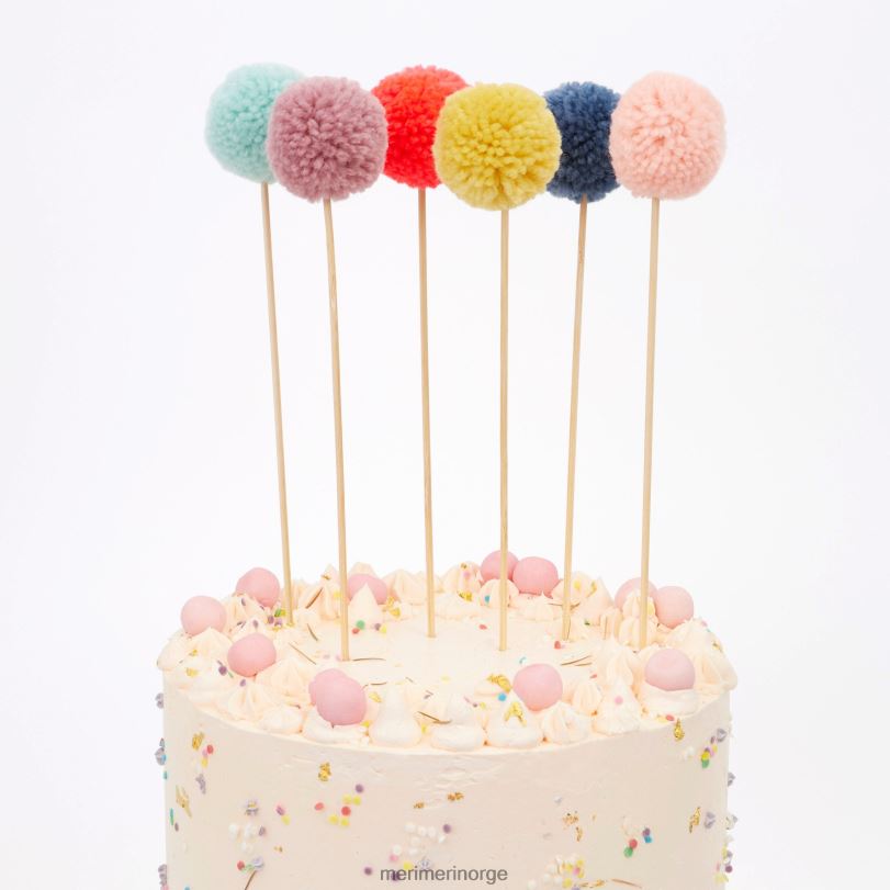 MERI MERI multi pompong kake toppers (x 6) 04TF41011 festutstyr