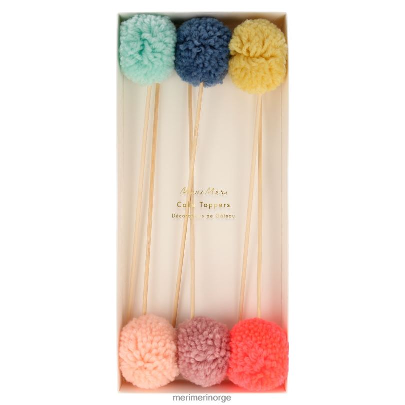 MERI MERI multi pompong kake toppers (x 6) 04TF41011 festutstyr