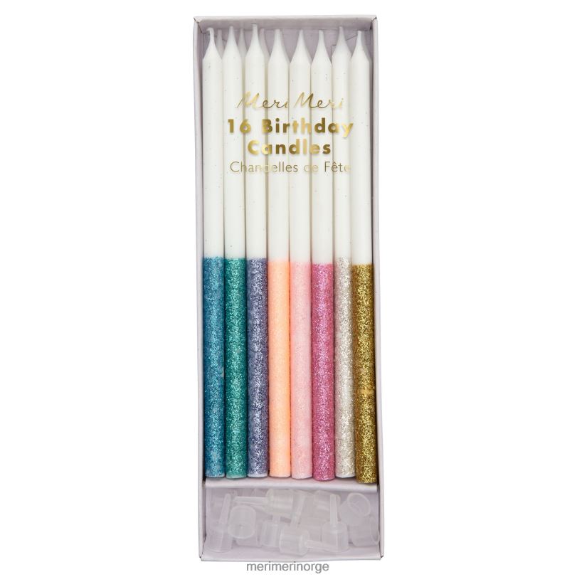 MERI MERI flerfarget dyppet glitterlys (x 16) 04TF4998 festutstyr