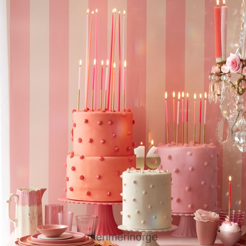 MERI MERI gulldyppet rosa blandingslys (x 16) 04TF4994 festutstyr