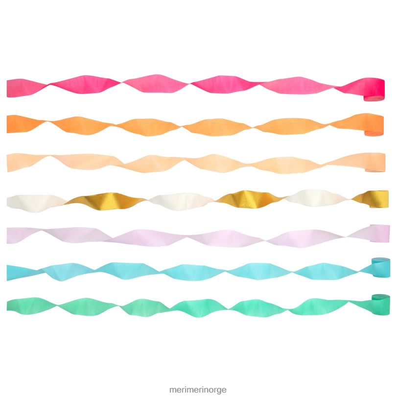 MERI MERI lyse krepppapir-streamers (x 7) 04TF4964 festutstyr