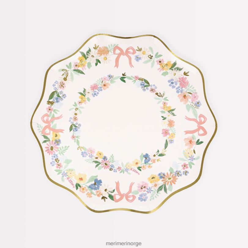 MERI MERI elegante blomstersideplater (x 8) 04TF4883 festutstyr