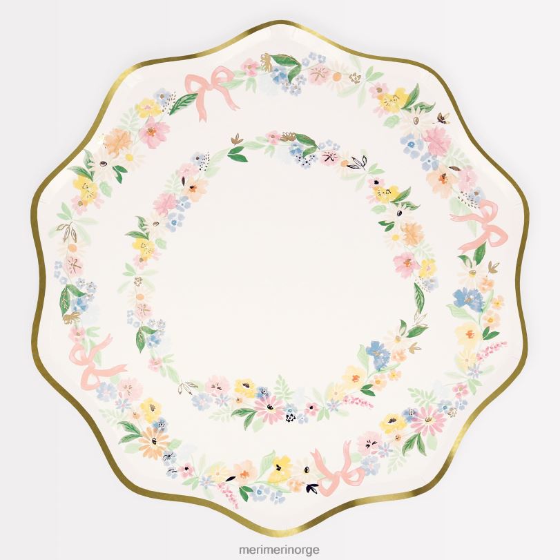 MERI MERI elegante blomstrede middagstallerkener (x 8) 04TF4886 festutstyr