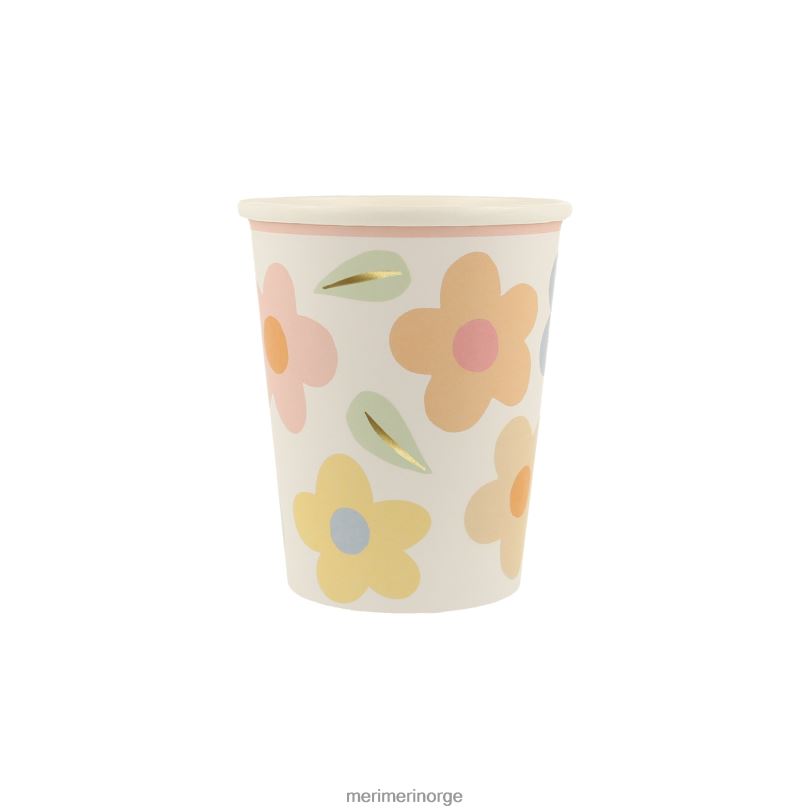 MERI MERI kopper med glade blomster (x 8) 04TF4894 festutstyr