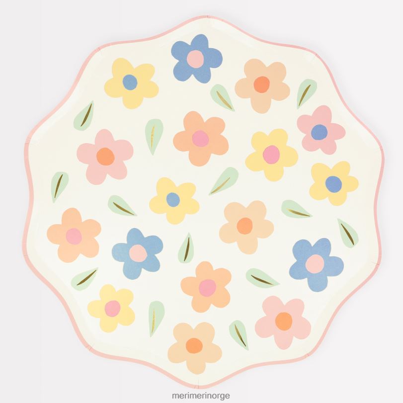 MERI MERI middagstallerkener med glade blomster (x 8) 04TF4885 festutstyr