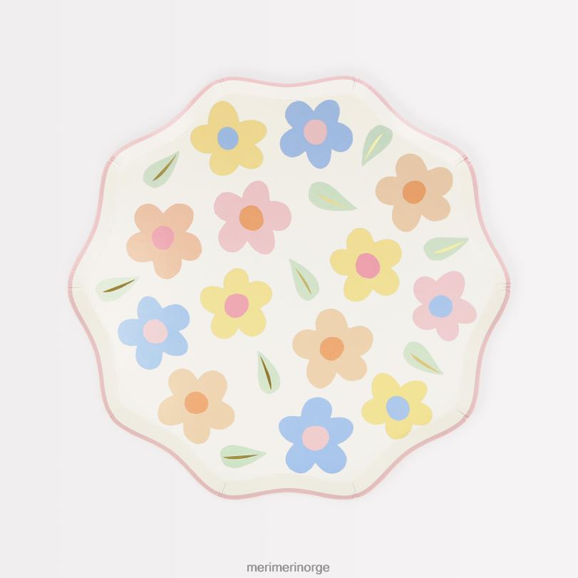 MERI MERI sideplater med glade blomster (x 8) 04TF4884 festutstyr