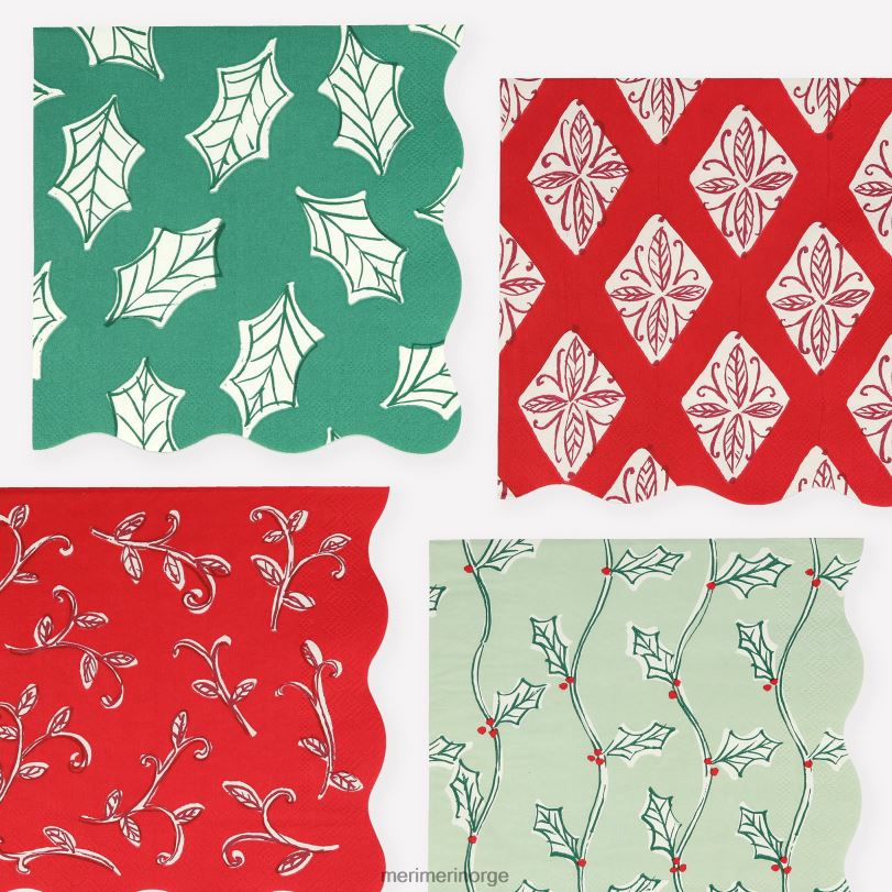 MERI MERI Holly block print bordsett 04TF489 høytidssamling