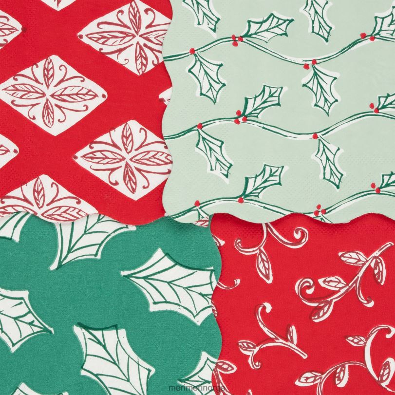 MERI MERI Holly block print bordsett 04TF489 høytidssamling