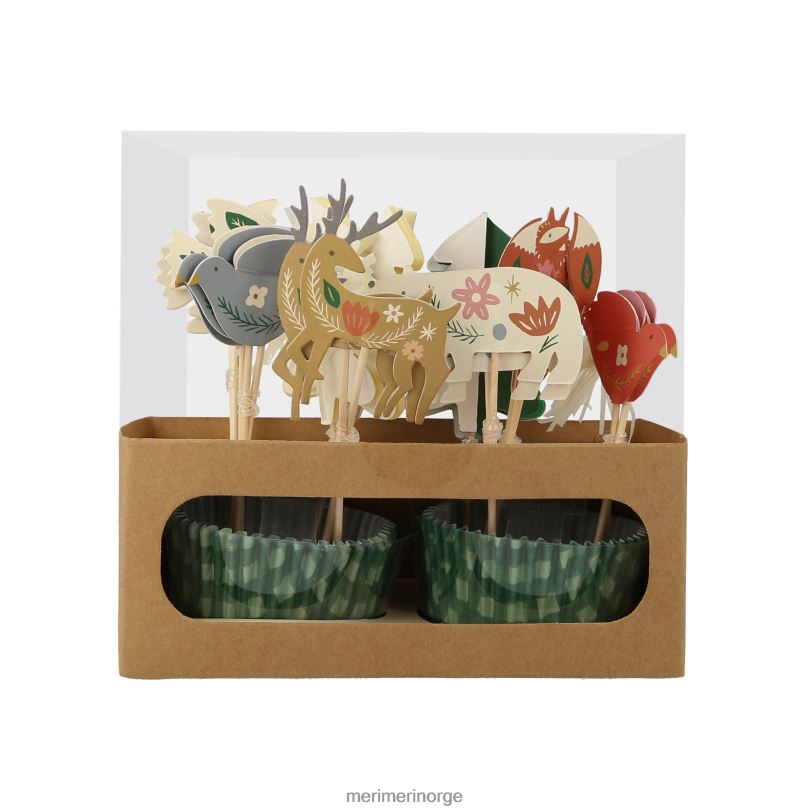 MERI MERI folk woodland cupcake-sett (x 24 toppers) 04TF450 høytidssamling