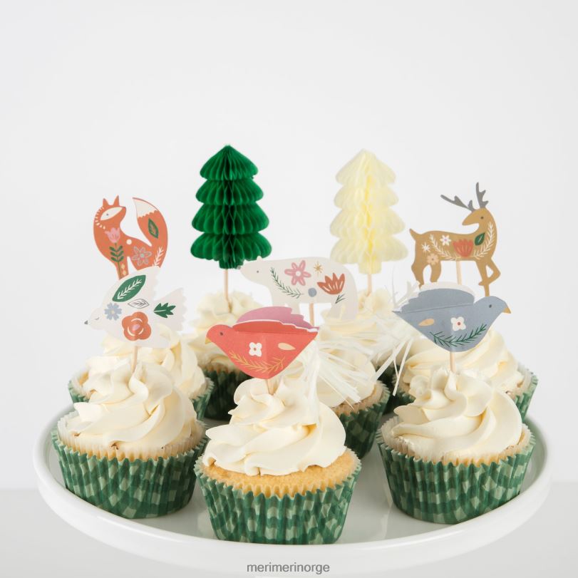 MERI MERI folk woodland cupcake-sett (x 24 toppers) 04TF450 høytidssamling