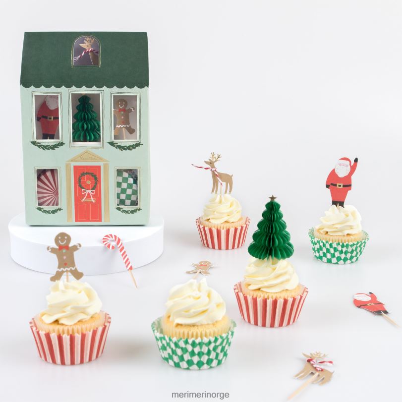 MERI MERI festlig huscupcakesett (x 24 toppers) 04TF49 høytidssamling