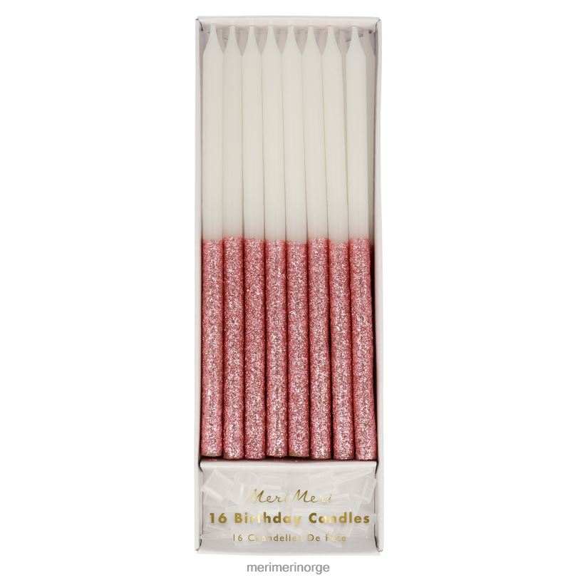 MERI MERI mørk rosa glitter dyppet lys (x 16) 04TF4209 samlinger