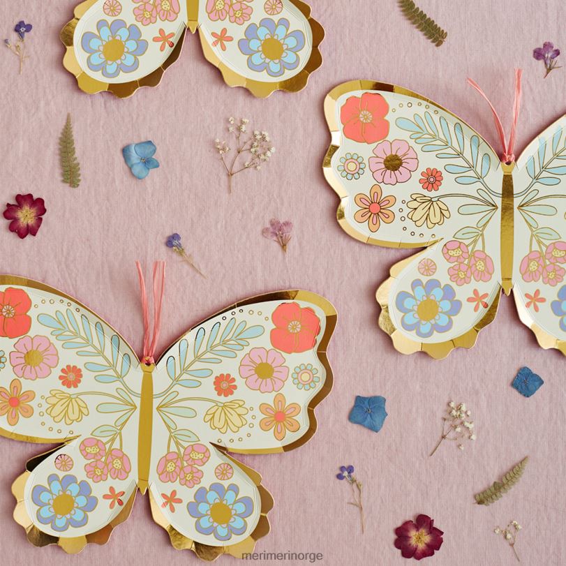MERI MERI blomsterplater med sommerfugler (x 8) 04TF4388 samlinger