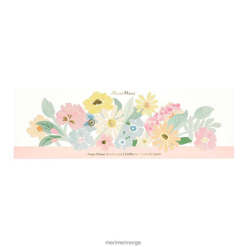 MERI MERI hodeplagg med papirblomst (x 8) 04TF4405 samlinger