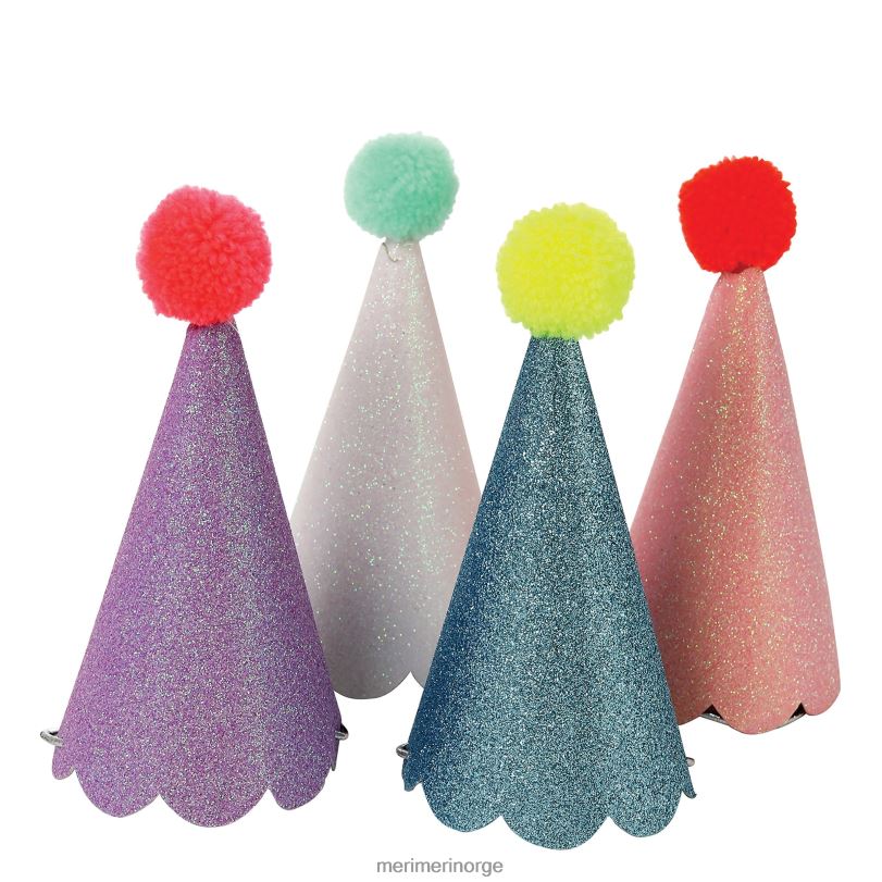MERI MERI glitter pompong festhatter (x 8) 04TF4693 samlinger