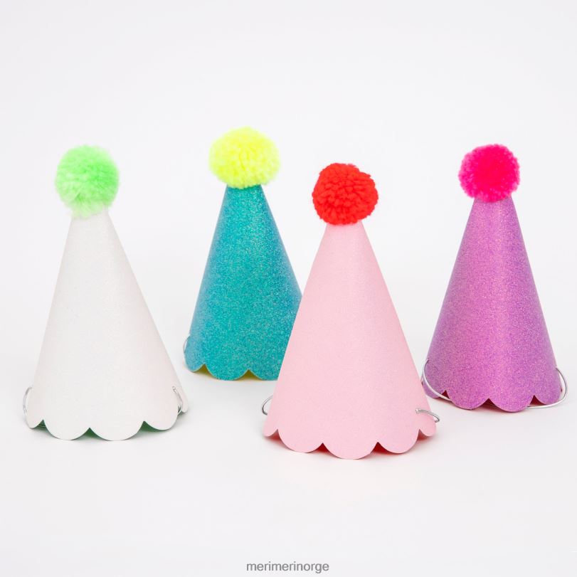MERI MERI glitter pompong festhatter (x 8) 04TF4693 samlinger