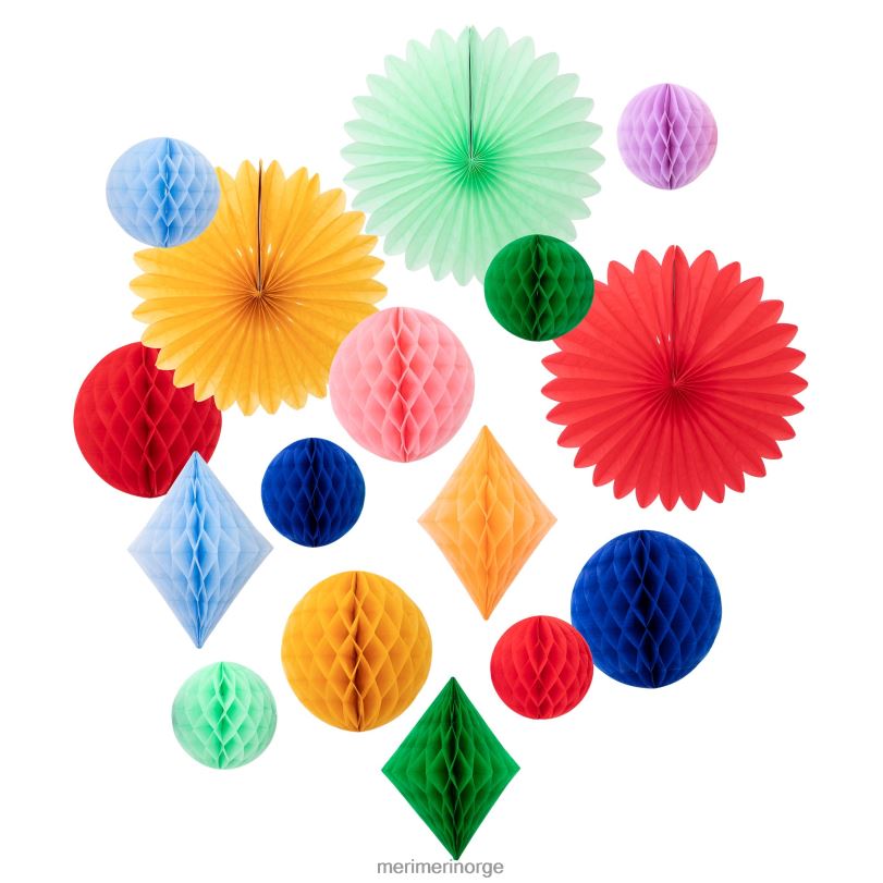 MERI MERI rainbow honeycomb dekorasjonssett (x 16) 04TF4679 samlinger