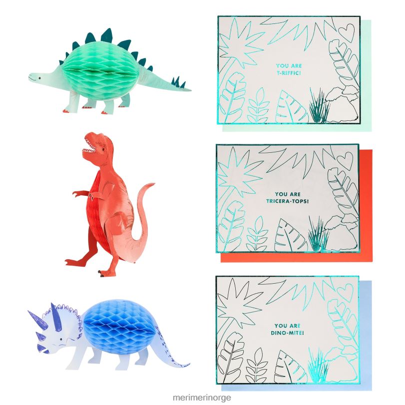 MERI MERI dinosaur valentinskort (x 12) 04TF4294 temaer og anledninger