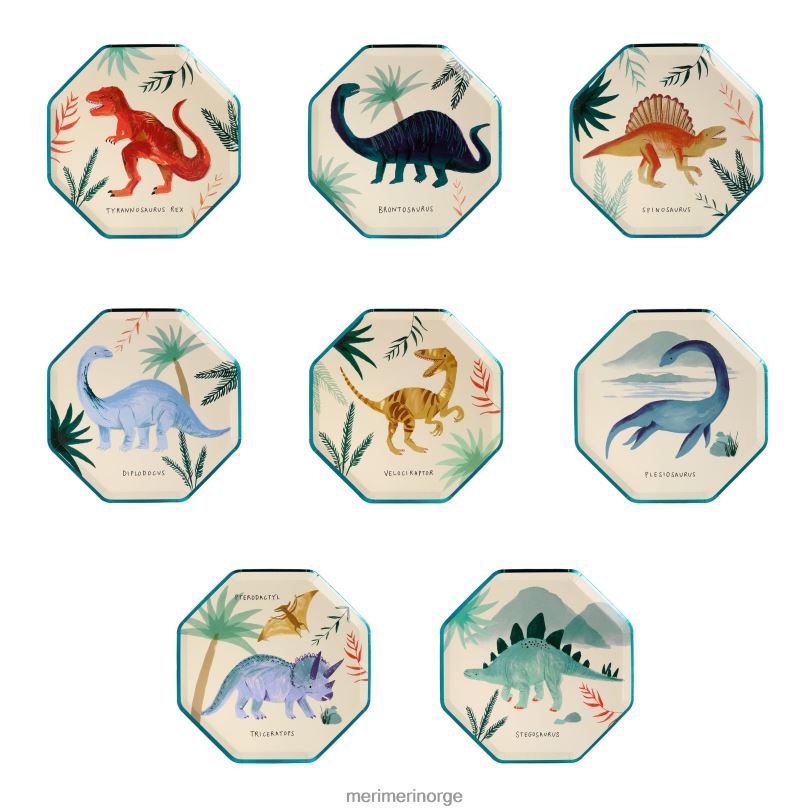 MERI MERI dinosaurriket sideplater (x 8) 04TF4270 temaer og anledninger