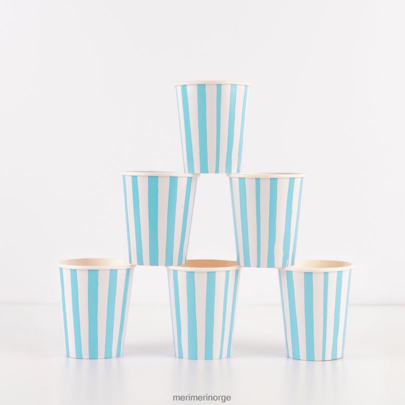MERI MERI blå stripe kopper (x 8) 04TF4553 temaer og anledninger