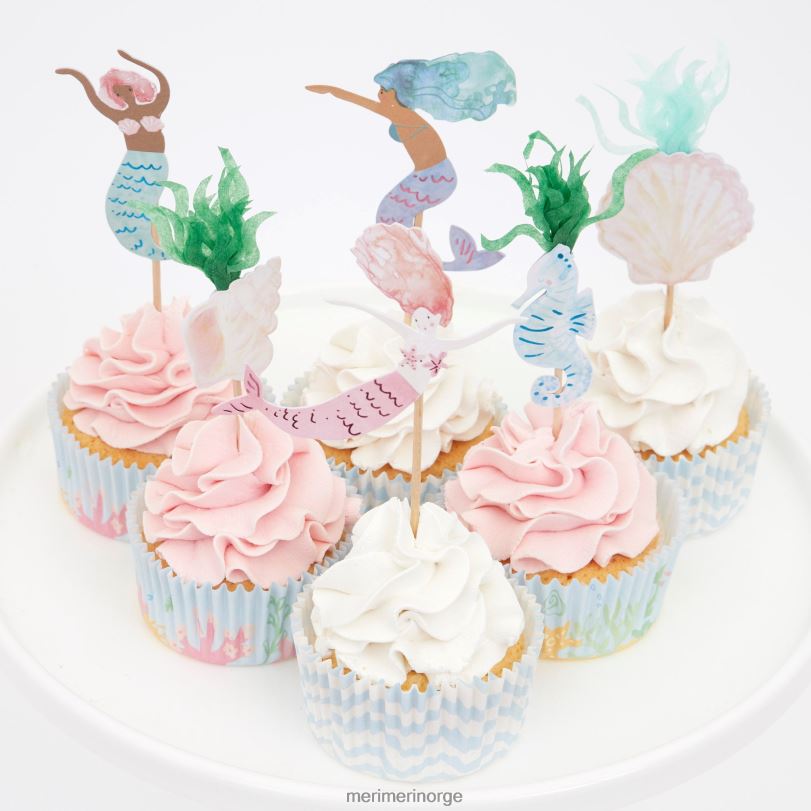 MERI MERI havfrue cupcake-sett (x 24 toppers) 04TF4529 temaer og anledninger
