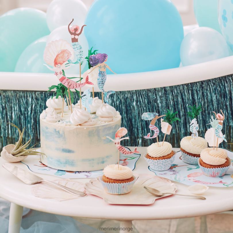 MERI MERI havfrue cupcake-sett (x 24 toppers) 04TF4529 temaer og anledninger