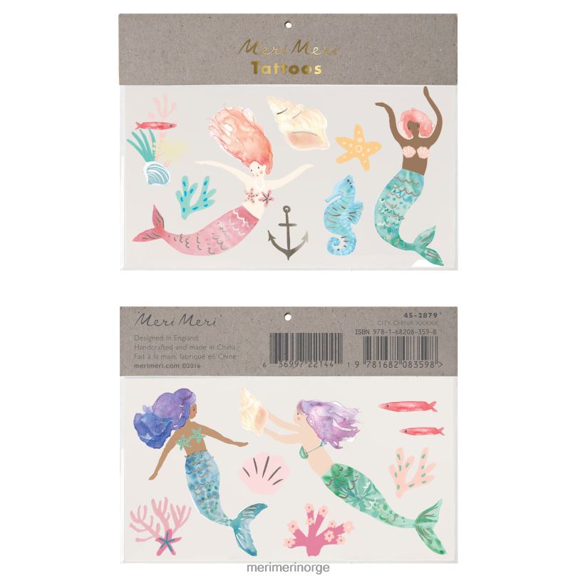 MERI MERI havfrue store tatoveringer (x 2) 04TF4539 temaer og anledninger
