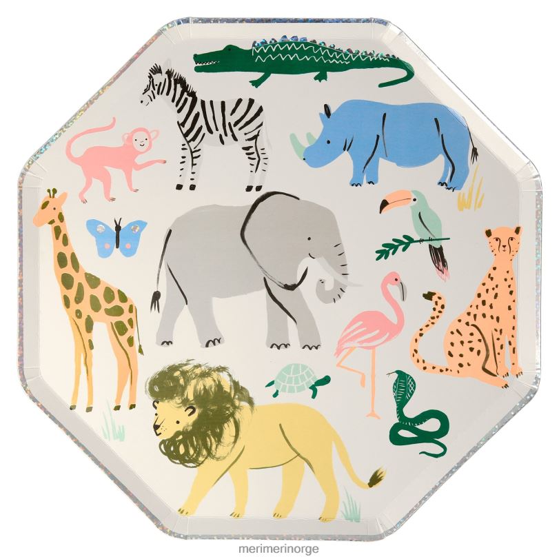 MERI MERI middagstallerkener med safaridyr (x 8) 04TF4733 temaer og anledninger