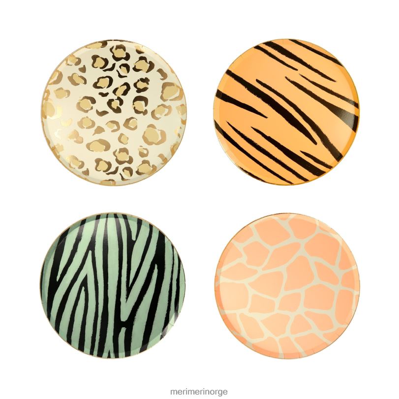 MERI MERI sideplater med safaridyrtrykk (x 8) 04TF4746 temaer og anledninger