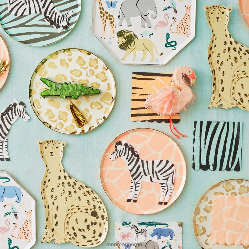 MERI MERI sideplater med safaridyrtrykk (x 8) 04TF4746 temaer og anledninger