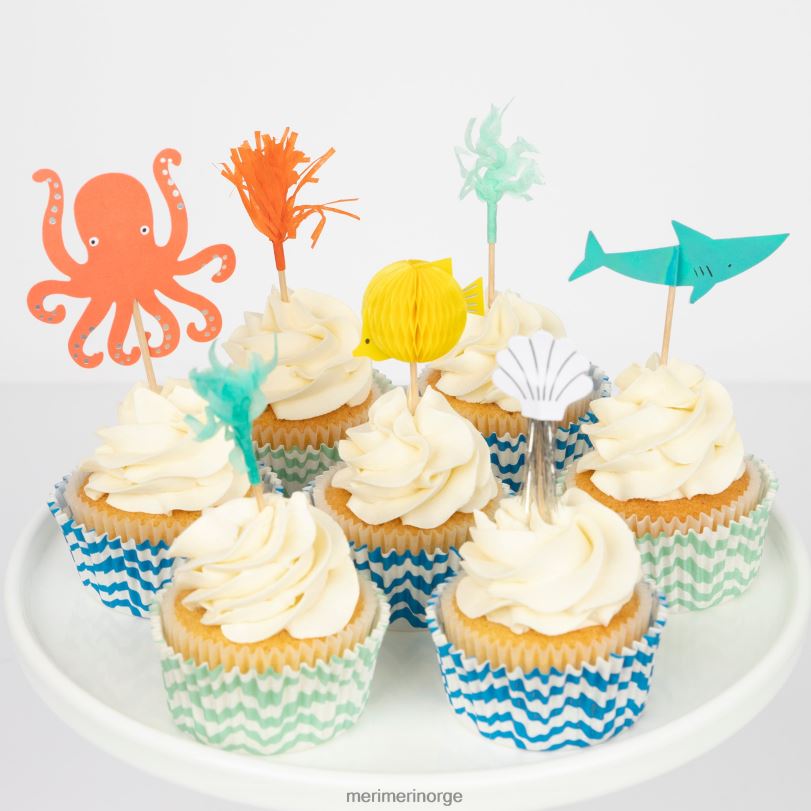 MERI MERI cupcakesett for blekksprut og hai (x 24 toppers) 04TF4838 temaer og anledninger